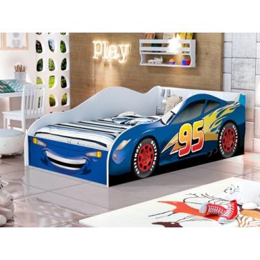Imagem de Mini Cama Carro Infantil Meninos Adesivada Personagens 100% MDF (95 azul)