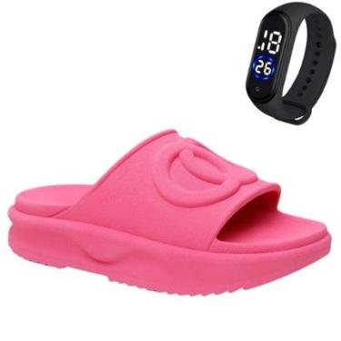 Imagem de Kit Chinelo Macia Slide Ergonomica Fascite Usaflex Novidade Tamanco + Relogio Tecnologico BAND-Feminino