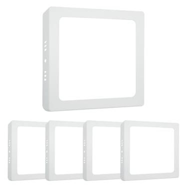 Imagem de Kit 5 Painel Plafon De Led 12w Teto Sobrepor Quadrado Luz Forte (Branco Quente)