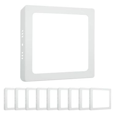 Imagem de Kit 10 Painel Plafon De Led 12w Teto Sobrepor Quadrado Luz Forte (Branco Neutro)