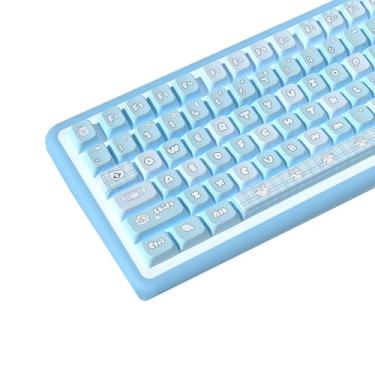 Imagem de Luskinno 5 teclas impressas laterais, 138 teclas MDA, sublimação de cor, conjunto de teclas personalizadas para teclado mecânico 61/64/68/84/87/100/104/108, Aqua Kitty