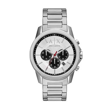 Imagem de Relógio masculino Armani Exchange com cronógrafo prateado e pulseira de aço inoxidável (modelo: AX1742), Prata