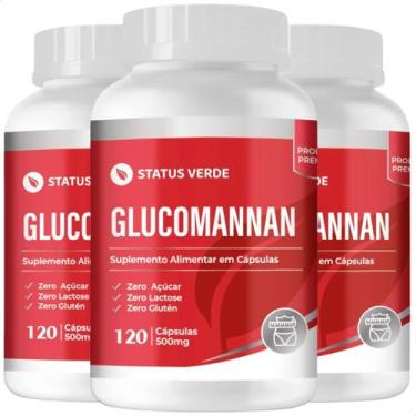 Imagem de 3 Potes Glucomannan Kit 360 Cáps - Status Verde
