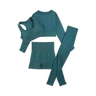 Imagem de Conjunto de Yoga Sem Costura Feminino - Roupas de Ginástica e Fitness,