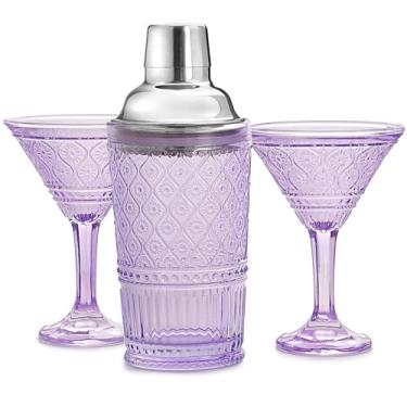 Imagem de Godinger Conjunto de coqueteleira e copos de martini, conjunto de presente, coqueteleira e 2 copos de coquetel, decoração vintage, coleção Claro, lavanda