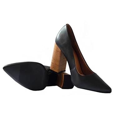Imagem de Scarpin Feminino Preto Salto Bloco Cortiça (34)