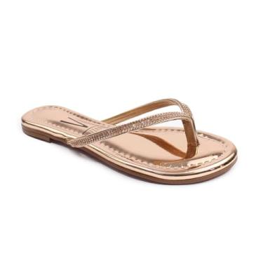 Imagem de Sandália Rasteira Feminina Vizzano – Pelica Micromanta, Leve, Confortável e Elegante para Uso Diário (Ouro Rosado, BR, Adulto, Numérico, 35)