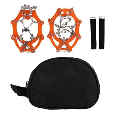 Imagem de Crampons TPE de Aço Inoxidável Com 19 Dentes, Grampos Antiderrapantes de Tração No Gelo para Mulheres e Homens, Adequados para Botas de Caminhada, Laranja (M)