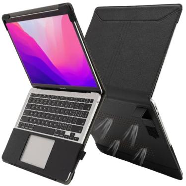 Imagem de TYTX Capa de couro compatível com MacBook Pro de 13 polegadas com aberturas e função de suporte 2024 2023 2022-2016 M2 M1 (A1989 A1706 A1708 A2159 A2289 A2251 A2338) Capa protetora de couro para