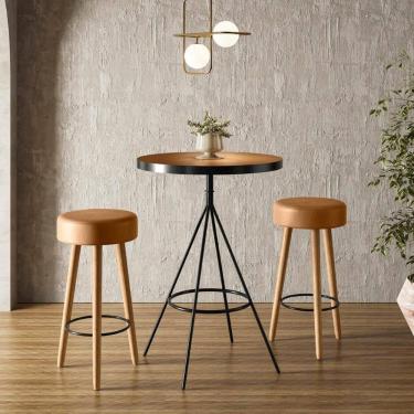 Imagem de Kit De Mesa Com 2 Banquetas Grecia Amarula
