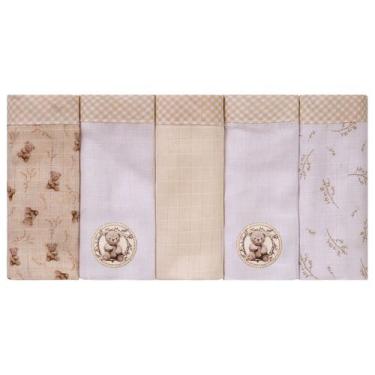 Imagem de Fralda de Pano para Bebê com 05 Unidades Baby Joy Fábula, Urso Bege