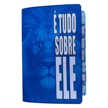 Imagem de Bíblia Leão Azul É Tudo Sobre Ele com Abas Coladas e Harpa - CENTRAL