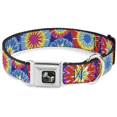 Imagem de Buckle-Down Coleira para cães fivela de cinto de segurança 70s Tie Dye multicor, 2,54 cm de largura - serve para pescoço de 28 a 43 cm - médio" (DC-W30002-M)