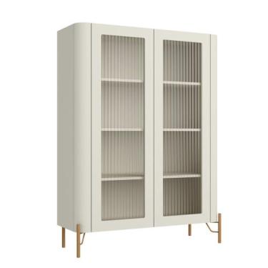 Imagem de Cristaleira MDF Vidro Canelado L98,5 X A134cm Luna/Dourado - Incolar