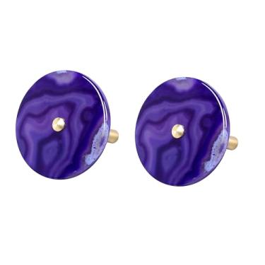 Imagem de Rockcloud Conjunto de 2 ganchos decorativos de fatia de ágata para pendurar com parafuso, ganchos resistentes de parede redondos para decoração de escritório em casa, roxo