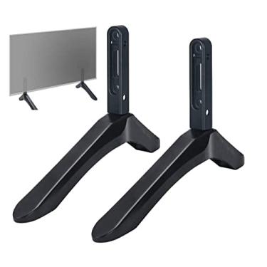 Imagem de Pernas de suporte de suporte de TV com capacidade de peso de 45 kg, compatível com espaçamento de orifício de montagem de 2,16"/5,5 cm e 1,77"/4,5 cm, pés de base de TV universais de mesa