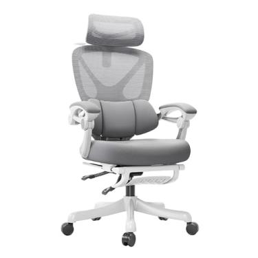 Imagem de Lzyjckh Cadeira Executiva para Home Office Cadeira de Escritório em Malha com Apoio de Cabeça Ajustável Cadeira de Escritório Ergonômica com Apoio para os Pés para Casa, Escritório, Jogos,Gray