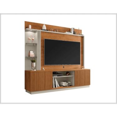 Imagem de Estante p/ TVs até 65 Polegadas 2 Portas Home Altanta Naturalle Off-White Ripado Bechara