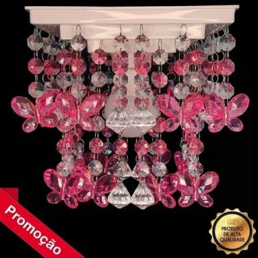 Imagem de Luminária Lustre Borboletas Para Quarto de Bebê Decoração Tema Infantil Menina Criança Iluminar Teto - ( C ) Ind. Rosa