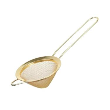 Imagem de Ｂｅｓｇａ Metal Bar peneira cônica pequena matcha sifter robusta à prova de ferrugem com alça longa filtro de chá de malha fino para de coar, Ouro