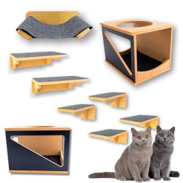 Imagem de Playground Gato 9pcs Prateleiras Nichos Montado Com Rede Resistente Hi