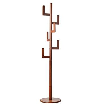 Imagem de 5JJJLOOOPP Cabide de madeira cabide para árvores com 6 ganchos para corredor, quarto, escritório, madeira natural, vertical, cabideiro, cabideiro, cabideiro, para roupas, chapéus, bolsas (cor