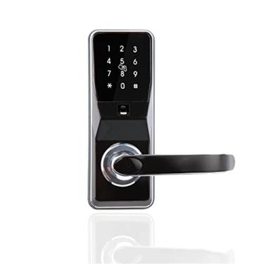 Imagem de Fechadura de porta eletrônica com impressão digital inteligente desbloqueada por impressão digital, código, cartão e chave mecânica com 2 cartões