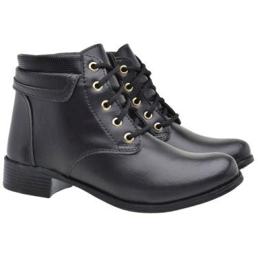 Imagem de Bota Coturno Feminino Cano Curto - SV, 35, Preto