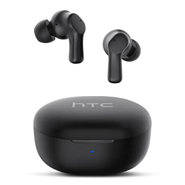 Imagem de HTC True Wireless Earbuds 1 Bluetooth 5.1 com capa de carregamento USB-C, 32 horas de reprodução, microfone embutido com ENC, fones de ouvido sem fio com controle de toque