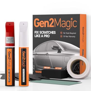 Imagem de Gen2Magic Kit de caneta de retoque Rapid Red Metallic Tinted Tricoat para Ford [revestimento transparente incluído], correspondência de cor D4 para arranhões, lascas de pedras, amassados, reparo fácil