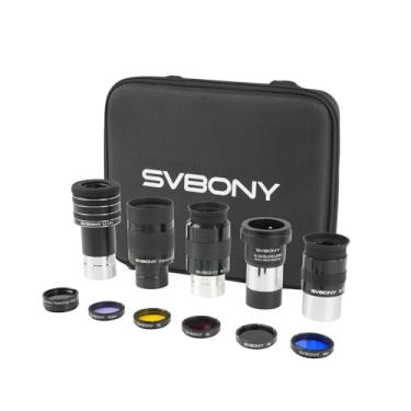 Imagem de SVBONY SV233 Kit de acessórios de telescópio de 12 peças ocular planetária de ângulo ultra amplo de 3,2 mm, oculares SPL25/32 mm, lente zoom de 7-21 mm, lente Barlow 2X, filtros LRGB filtro de lua