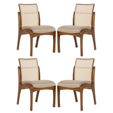 Imagem de Kit 4 Cadeiras para Mesa de Jantar Lisboa com Encosto Tela Madeira Mac