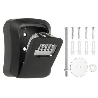 Imagem de PATIKIL SAFEKey Lock Box Suporte de parede com código, combinação de chave de 4 dígitos, caixa de segurança de liga de alumínio para fora de casa, hotéis, garagem, loja, preto