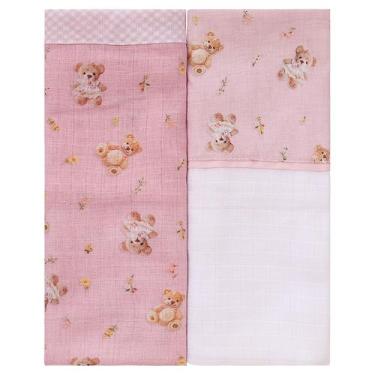 Imagem de Toalha Fralda com 02 Unidades Baby Joy Fábula, Ursa Rosa