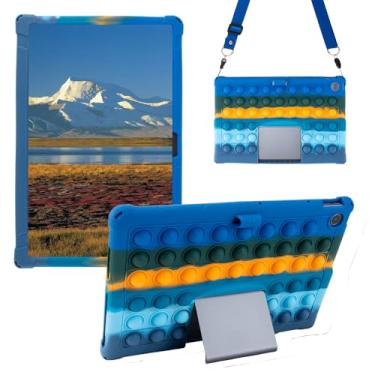 Imagem de Sfulatdc Capa de silicone para tablet com alça de ombro embutida, suporte para caneta stylus e leve, macia, compatível com Lenovo Tab Plus 11,5 Deepblue