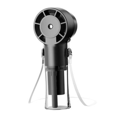 Imagem de Generic Pulverizar ventilador de mão de mão fã pessoal de refrigeração 4 velocidades Configurações Mini umidificador portátil para mochila de escritório, Preto