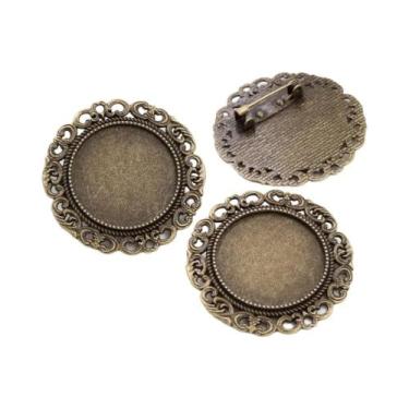 Imagem de Broche de Bronze Banhado a Prata - Estilo Folhas - 5 Peças com Base pa