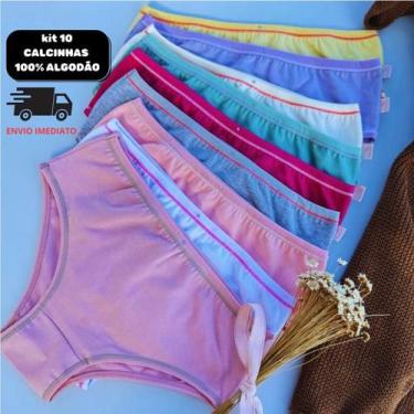 Imagem de kit com até 10 Calcinhas Infantil 100 Algodão Cores Variadas - Exaltaç