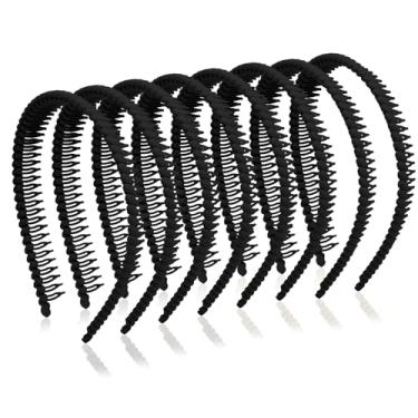 Imagem de Fitas de cabelo femininas antiderrapantes com dentes, faixas de cabelo de plástico com pente de dentes skinny pretas para cabelo feminino, faixas de cabeça femininas onduladas, acessórios de cabelo