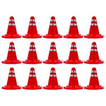 Imagem de jojofuny 30 peças miniatura de cone de estrada, formato de cone de trânsito de segurança, simulação de topo de bolo, modelo de bloqueio de estrada, acessório para fotos, lembrancinhas de festa, para crianças, estilo aleatório