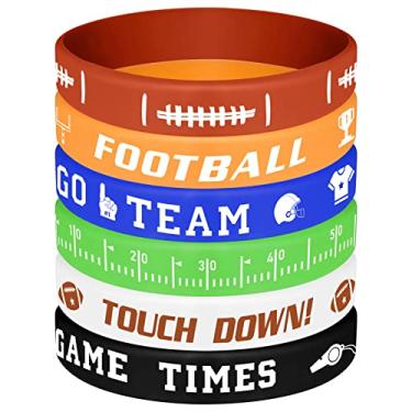 Imagem de MIAHART Pulseira de silicone com tema de futebol de 16 peças para lembrancinhas de festa de aniversário com tema esportivo, 6 estilos