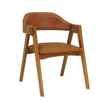 Imagem de Cadeira New York Encosto Anatômico Curvo Estofado - Amêndoa Assento Estofado Corano Marrom Mescla