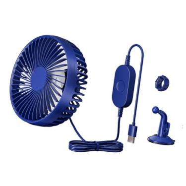 Imagem de WeiLaiKeQi Ventilador de circulação de ar do ventilador de carro USB 12V 24V 3 velocidade ajustável para caminhão em casa RV, Azul