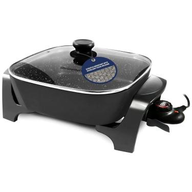Imagem de Panela Elétrica Antiaderente Profunda Elite Gourmet EG6201 30x30x8cm 7,1L - Resistente a Riscos, Lavável, Tampa de Vidro