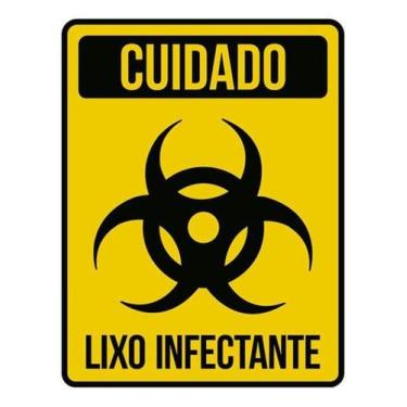 Imagem de Placa Sinalização - Cuidado Lixo Infectante Amarela 18X23 - Sinalizo