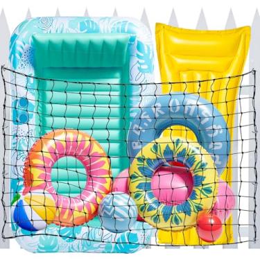 Imagem de Nigelia Rede de armazenamento de brinquedos flutuante de piscina de 180 cm x 119 cm, organizador de piscina extra grande com 20 ganchos, para boias, bolas, jangadas de brinquedos infláveis de água e