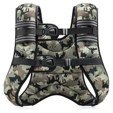 Imagem de ZELUS Colete pesado, 2,7 kg/3,6 kg/5,4 kg/7,3 kg/9,1 kg/11,3 kg/13,6 kg, colete de peso para homens e mulheres com bolso de armazenamento e tiras refletivas para treino, treinamento de força