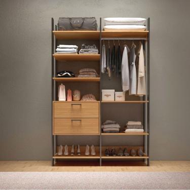 Imagem de Closet Em Mdf 1 Cabideiro 2 Gavetas Freijó-Preto 146cm Tw403