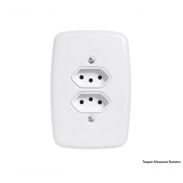 Imagem de Tomada Dupla Ideale Br 2pt+t C/pl 10a 250v 3213 C/12pcs