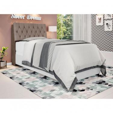 Imagem de Cabeceira Box Solteiro Isis Chocolate Capitonê Bege Escuro